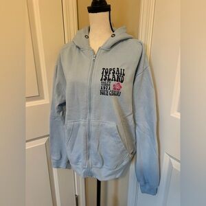 Light Blue Topsail Island shark tee zip up Hoodie
